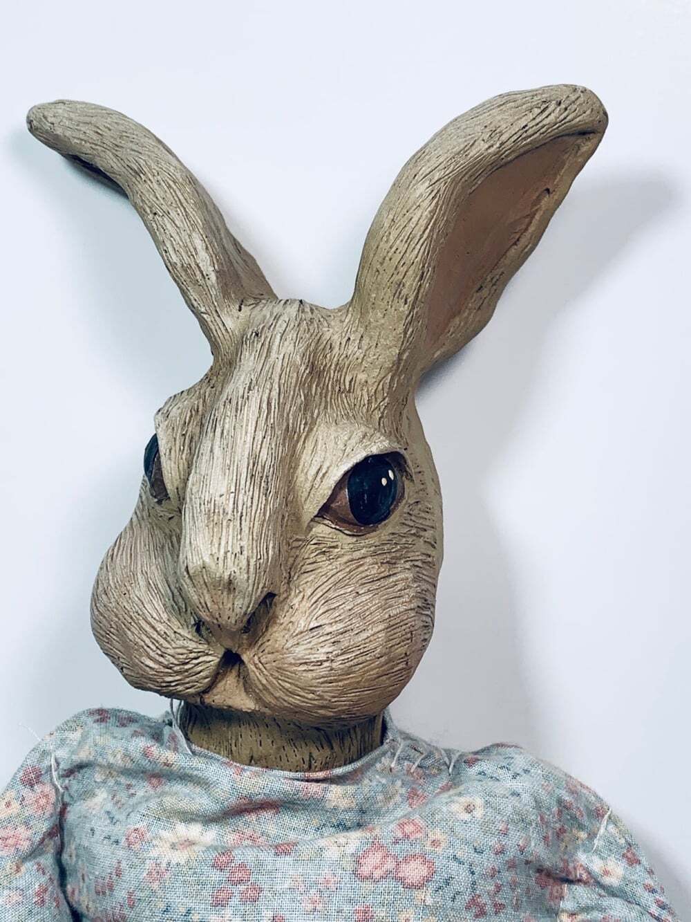 Bunny Rabbit Ceramic head and feet brown craft